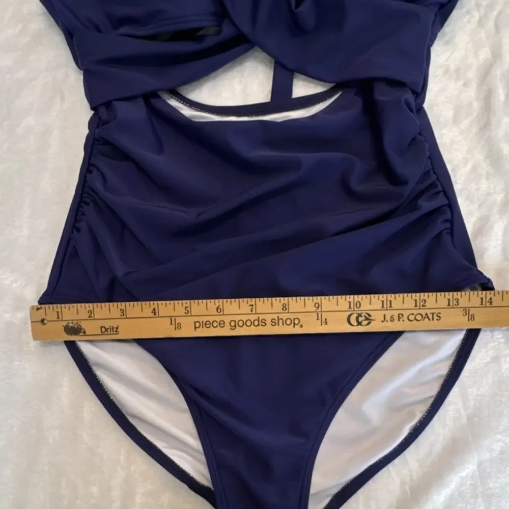 EOMENIE‎ One Piece Swimsuit Navy Blue Size S Adjustable Strap Padded